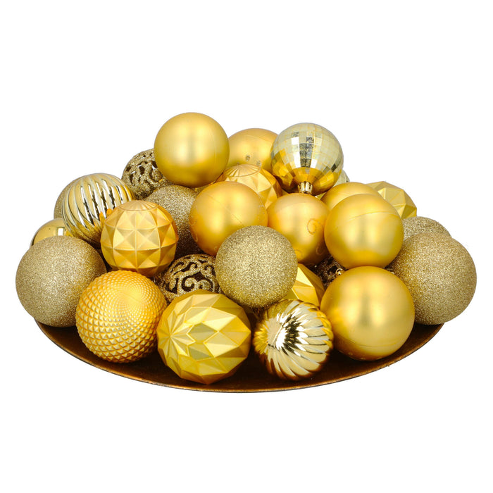 Giftsome - Kerstballen set goud 60 - delig – Onbreekbaar – Inclusief piek - Bivakshop
