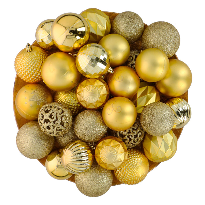 Giftsome - Kerstballen set goud 60 - delig – Onbreekbaar – Inclusief piek - Bivakshop