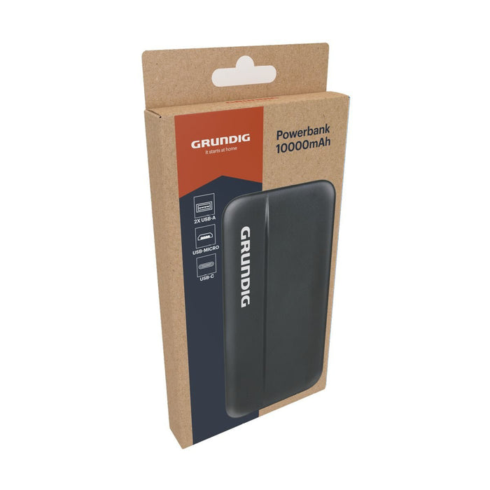 Grundig - Powerbank 10000 mAh – Compact design – Dubbele USB - uitgang - Bivakshop