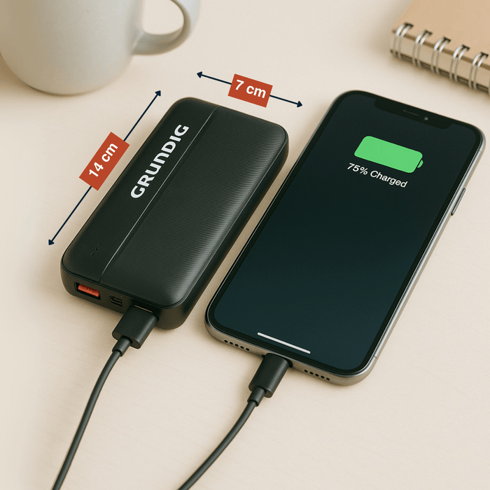 Grundig - Powerbank 20000 mAh – Hoge capaciteit – Dubbele USB - uitgang - Bivakshop