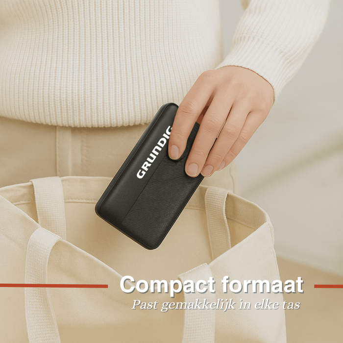 Grundig - Powerbank 20000 mAh – Hoge capaciteit – Dubbele USB - uitgang - Bivakshop