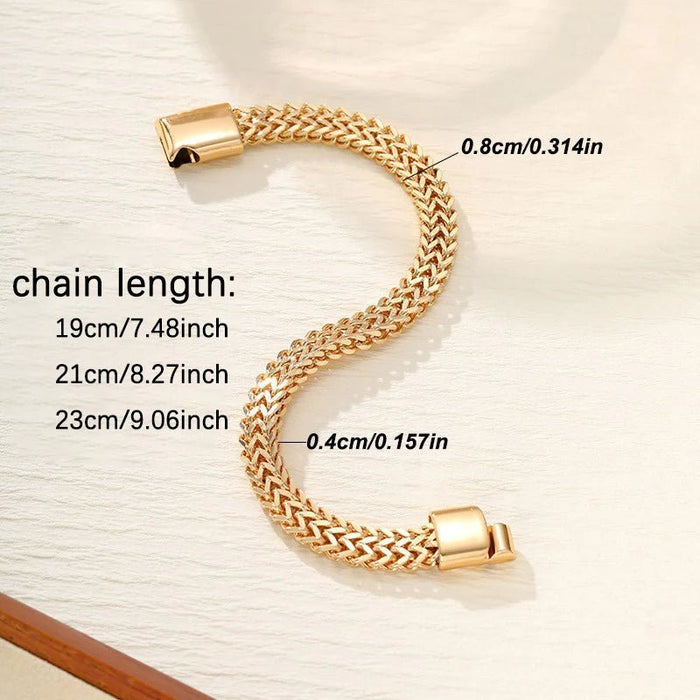 Heren Hip - Hop Armband – Dubbele Gevlochten Keel Ketting van Roestvrij Staal - Bivakshop