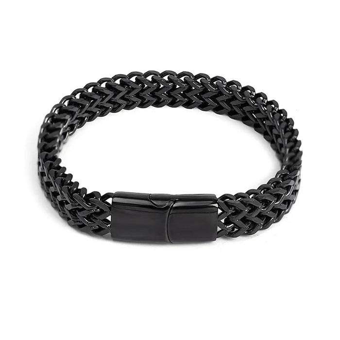 Heren Hip - Hop Armband – Dubbele Gevlochten Keel Ketting van Roestvrij Staal - Bivakshop