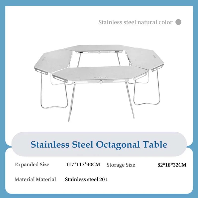 HOMFUL opvouwbare rvs kampeertafel – Multifunctionele ronde campingtafel voor buiten en barbecue - Bivakshop