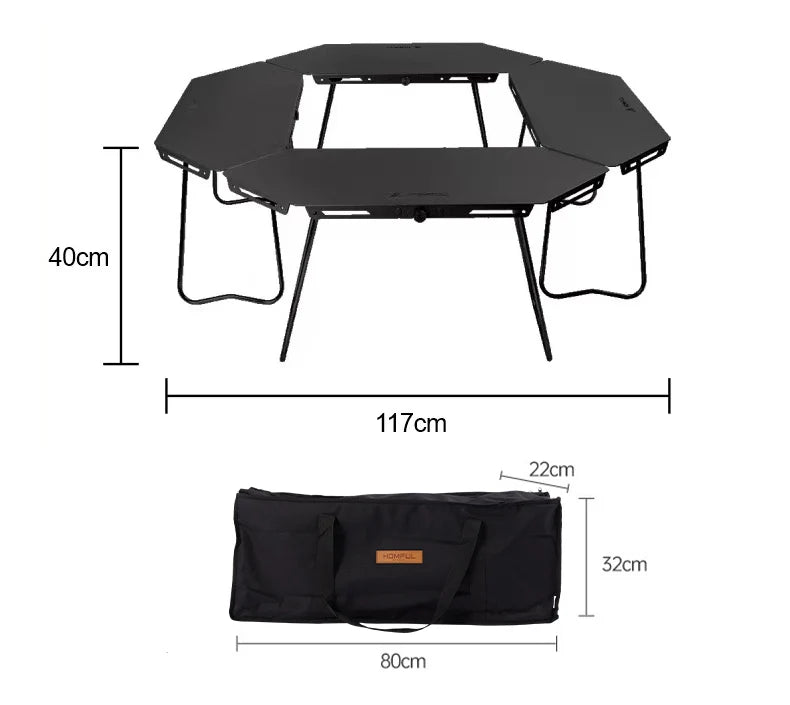 HOMFUL opvouwbare rvs kampeertafel – Multifunctionele ronde campingtafel voor buiten en barbecue - Bivakshop