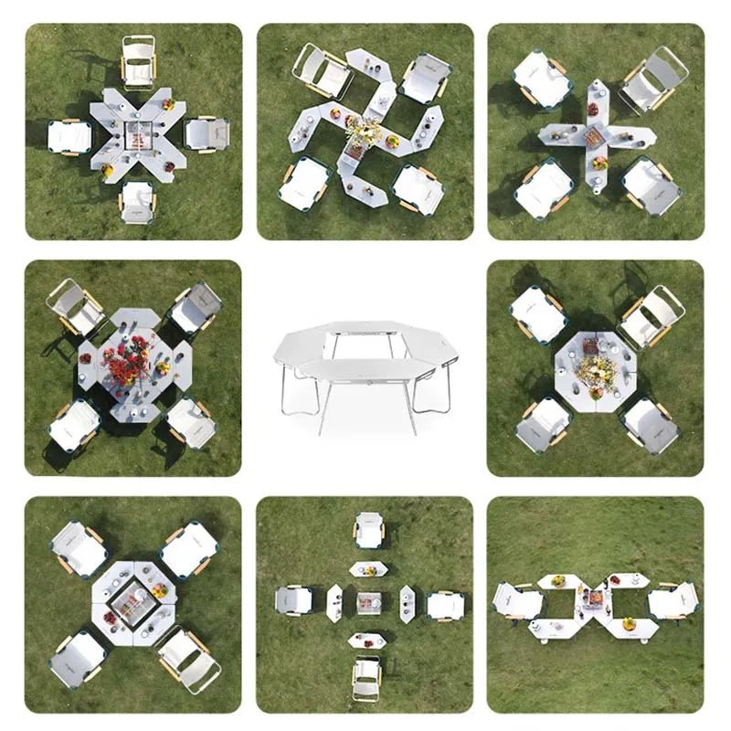 HOMFUL opvouwbare rvs kampeertafel – Multifunctionele ronde campingtafel voor buiten en barbecue - Bivakshop