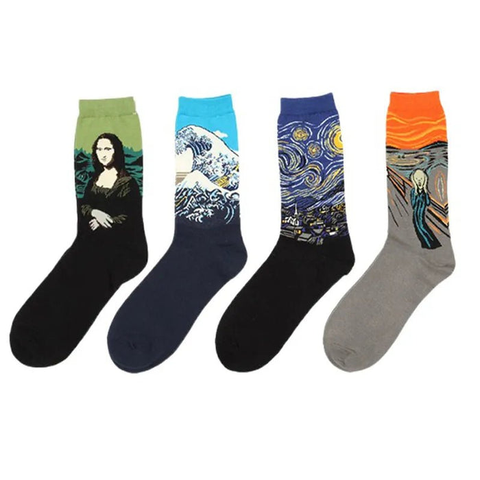 Hot Dropshipping Autumn winter Retro Women New Art Van Gogh Mural World Famous Oil Painting Series Men Socks Funny Socks - Bivakshop