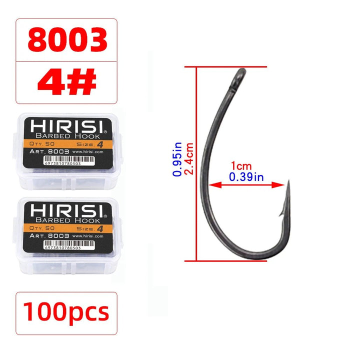 Karper Haken 100 stuks – RVS High Carbon Vishaak met weerhaak en oog - Bivakshop