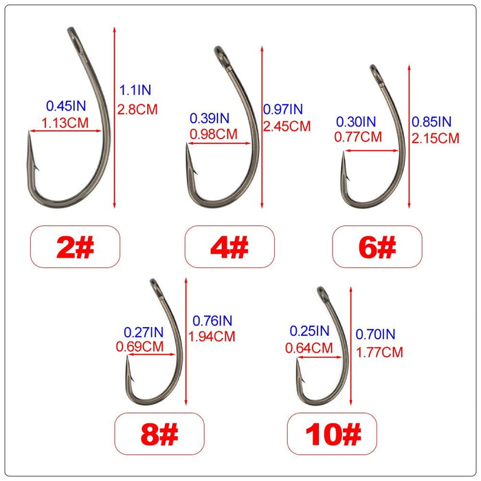 Karper Haken 100 stuks – RVS High Carbon Vishaak met weerhaak en oog - Bivakshop