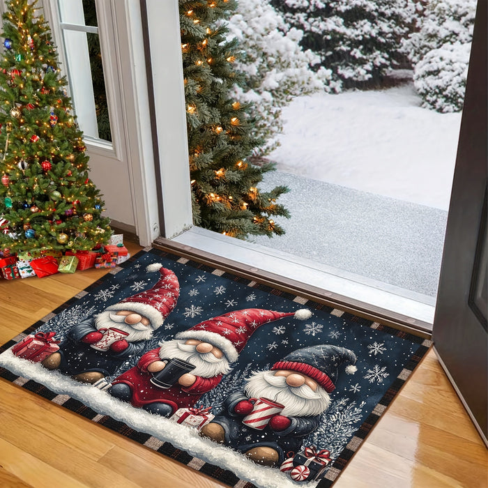 Kerst Gnome Deurmat – Antislip – Wasbaar & lichtgewicht - Bivakshop
