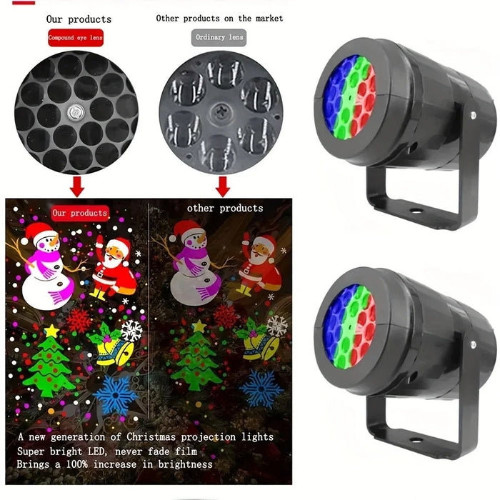 Kerstlaserprojector – 16 patronen – draaibaar & spatwaterdicht - Bivakshop