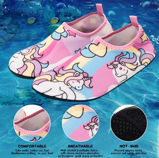 Kids Water Sport Beach Swimming Socks Girl Thin Multi Prints Anti Slip Fitness Yoga Dance Swim Surf Diving Underwater Shoes - Bivakshop
