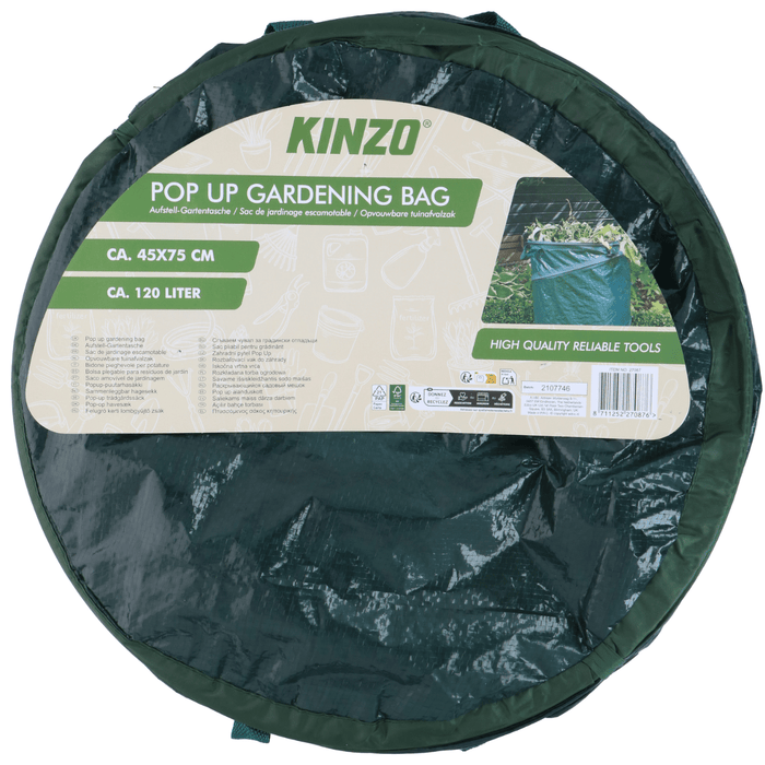 Kinzo - Opvouwbare tuinafvalzak – 120L – pop - up systeem - Bivakshop