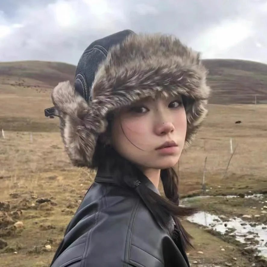 Koreaanse retro pilotenmuts - Dikke warme skihoed - Unisex wintermuts winddicht - Bivakshop