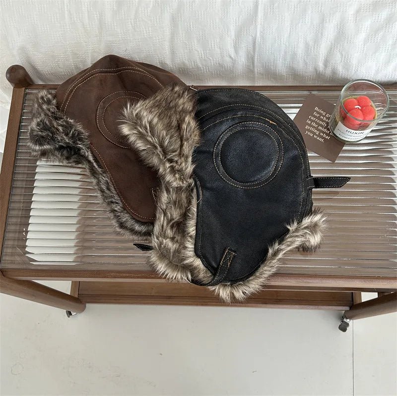 Koreaanse retro pilotenmuts - Dikke warme skihoed - Unisex wintermuts winddicht - Bivakshop