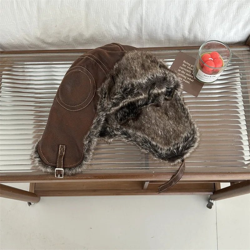 Koreaanse retro pilotenmuts - Dikke warme skihoed - Unisex wintermuts winddicht - Bivakshop