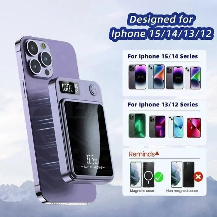 Magnetische draadloze oplader - Powerbank 22 5w 30000mah - iPhone 15 14 13 12 pro - Bivakshop