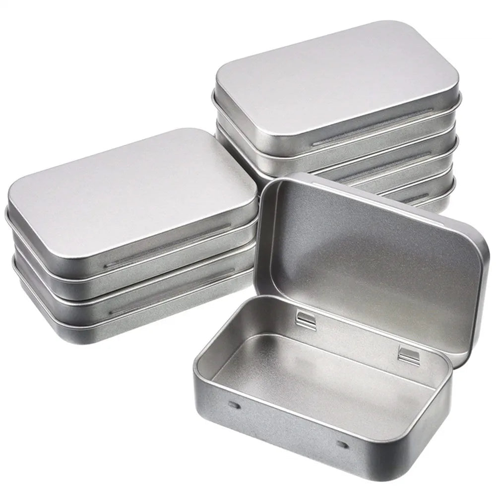 Metalen mini blikje - Rechthoekige opbergdoos met scharnierdeksel - Voor snoep, pillen, munten en kleine accessoires - Bivakshop