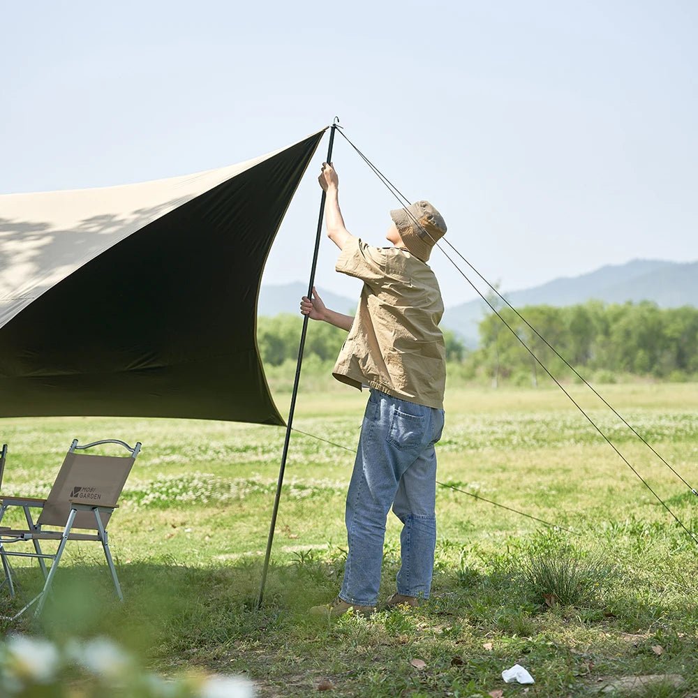 Mobi Garden camping tarp – Zwarte coating, waterdicht & zonwerend - Bivakshop