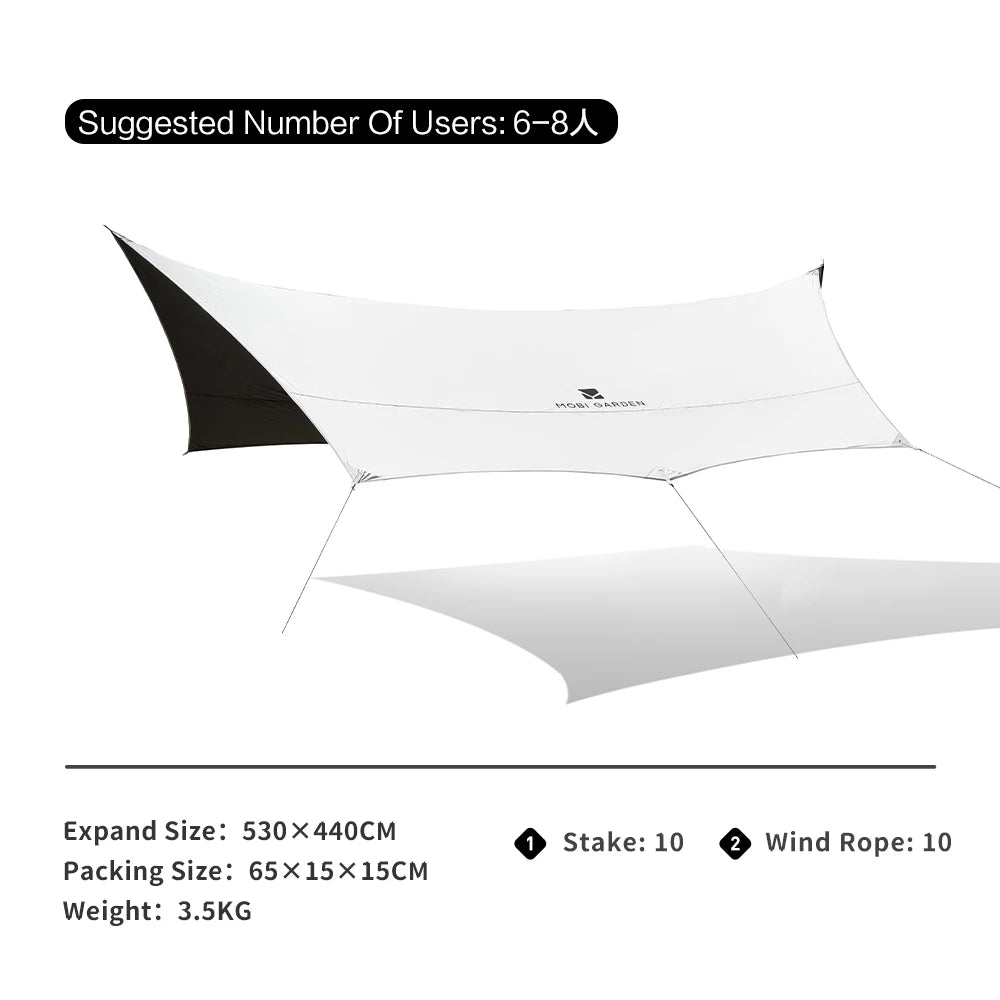Mobi Garden camping tarp – Zwarte coating, waterdicht & zonwerend - Bivakshop