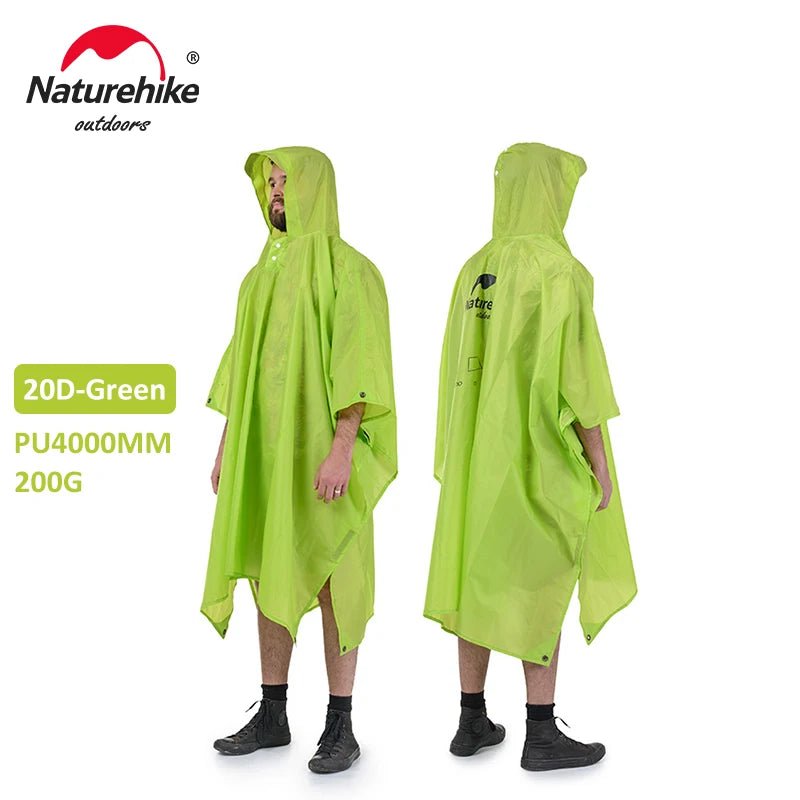 Naturehike 3 - in - 1 multifunctionele poncho – Waterdichte regenjas, zonnescherm & campingmat - Bivakshop