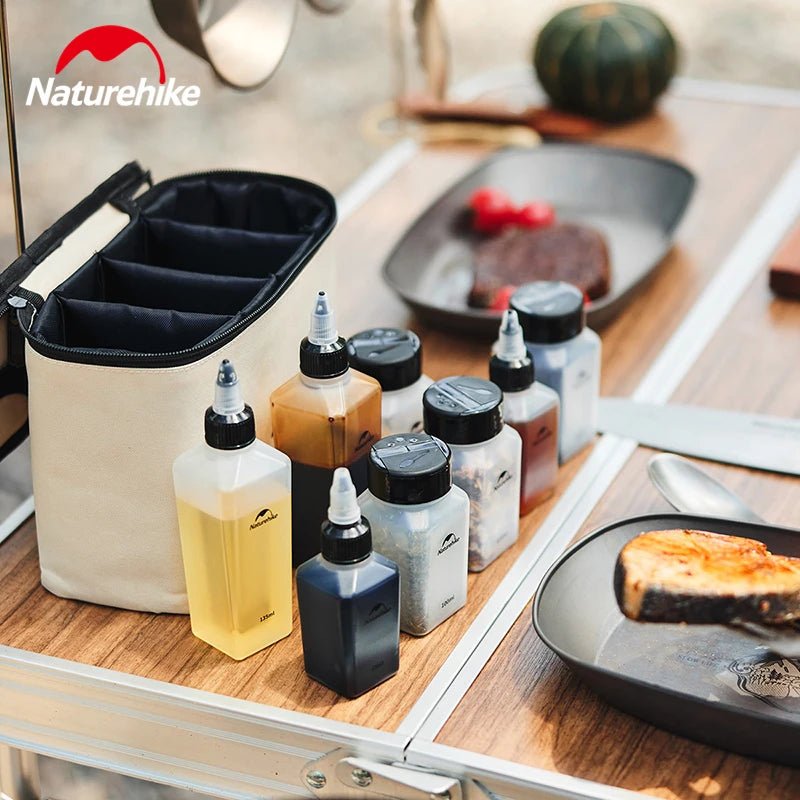 Naturehike kruidenfles set – 6/8 delige draagbare specerijen dispenser – Camping & bbq keuken gadget - Bivakshop
