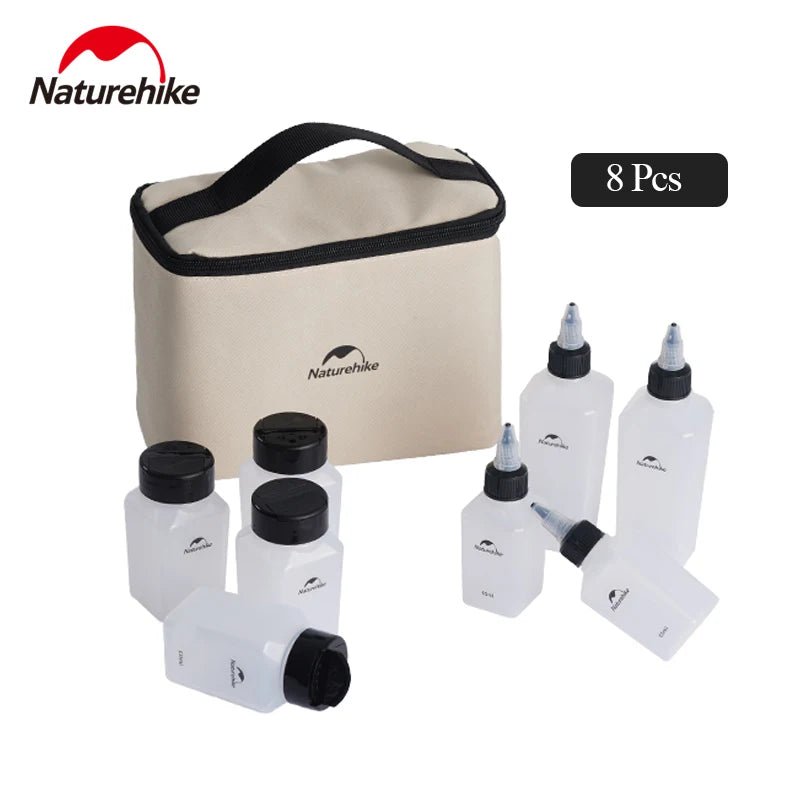 Naturehike kruidenfles set – 6/8 delige draagbare specerijen dispenser – Camping & bbq keuken gadget - Bivakshop