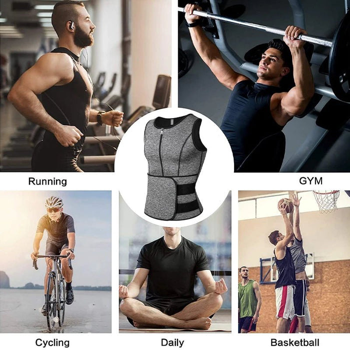 Neopreen sauna sweat vest voor mannen - Taille trainer en body shaper met ritssluiting - Bivakshop