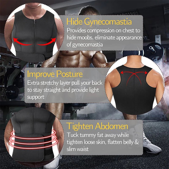 Neopreen sauna sweat vest voor mannen - Taille trainer en body shaper met ritssluiting - Bivakshop