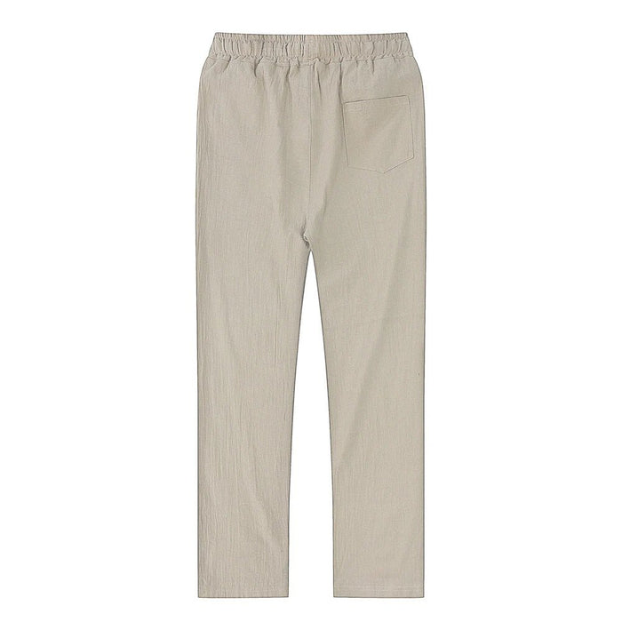 Nieuwe zomer heren linnen broek - Ademend casual en effen kleur - Elastische tailleband - Bivakshop