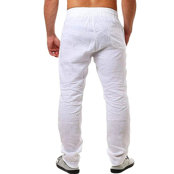 Nieuwe zomer heren linnen broek - Ademend casual en effen kleur - Elastische tailleband - Bivakshop