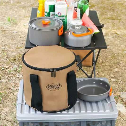 Opbergzak voor camping kookgerei - Waterdichte ronde tas voor borden, kommen en pannen - Bivakshop