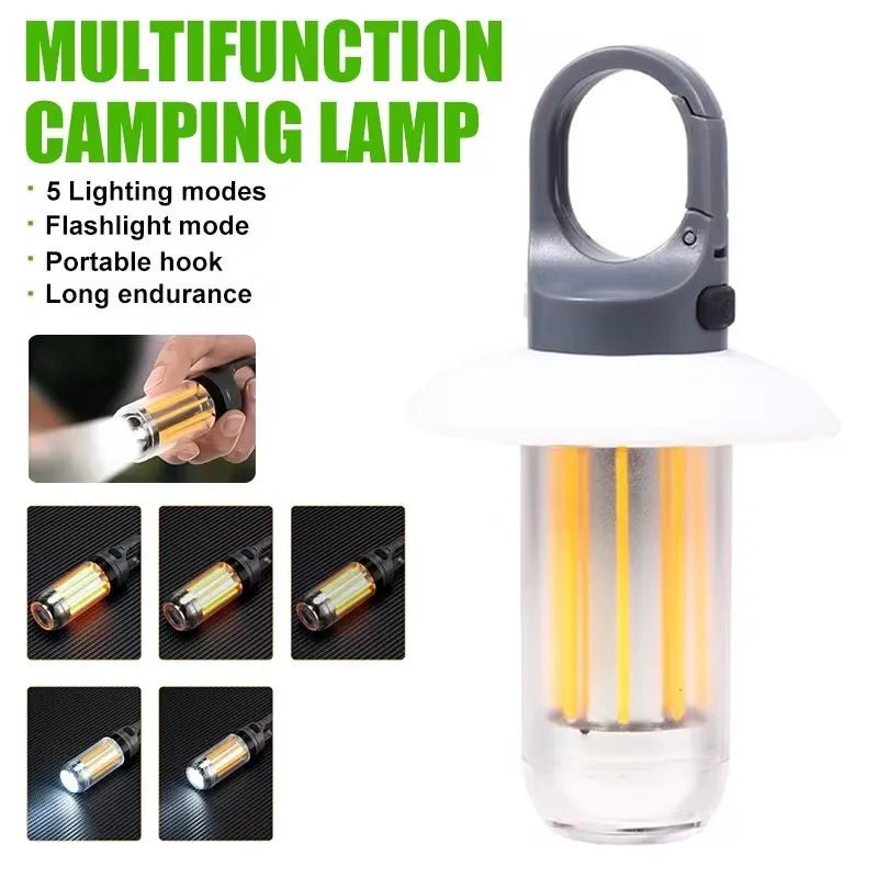 Oplaadbare LED campinglamp – Superheldere draagbare lamp met 5 lichtstanden en haakdesign - Bivakshop