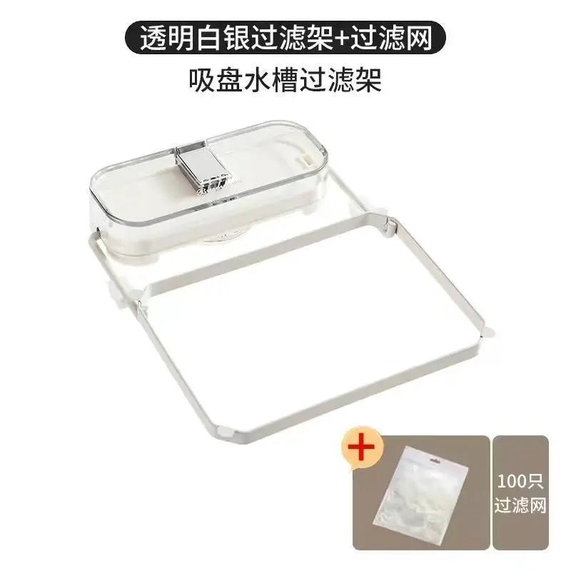 Opvouwbaar gootsteen filterrek - Keuken plastic afvoer mand - Zuignappen en mesh zak - Bivakshop