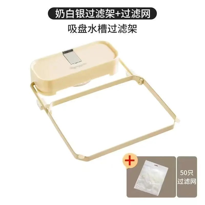Opvouwbaar gootsteen filterrek - Keuken plastic afvoer mand - Zuignappen en mesh zak - Bivakshop