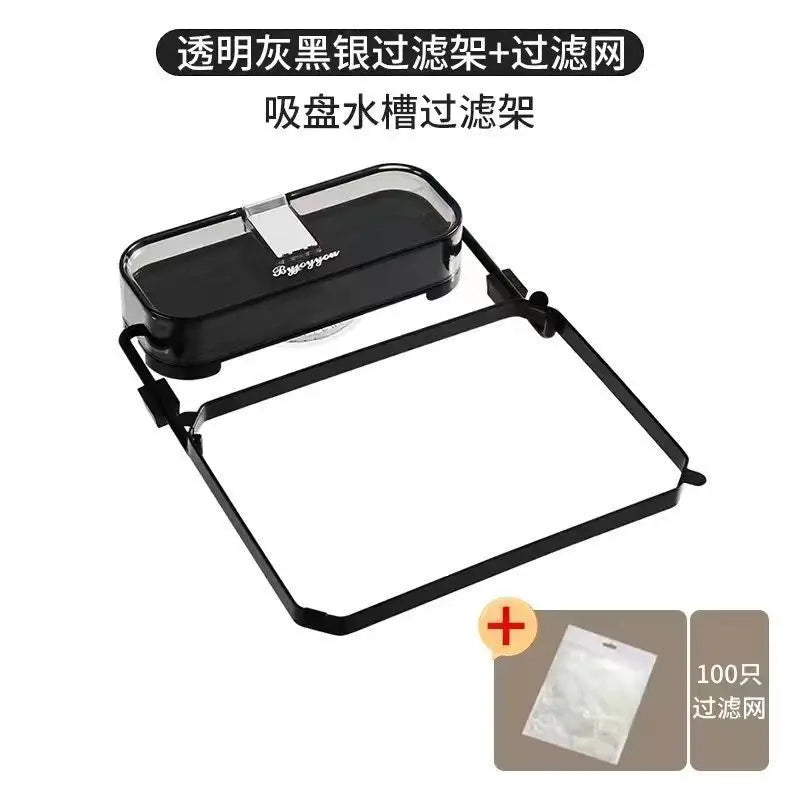 Opvouwbaar gootsteen filterrek - Keuken plastic afvoer mand - Zuignappen en mesh zak - Bivakshop