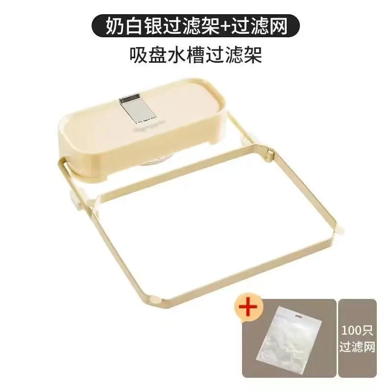 Opvouwbaar gootsteen filterrek - Keuken plastic afvoer mand - Zuignappen en mesh zak - Bivakshop