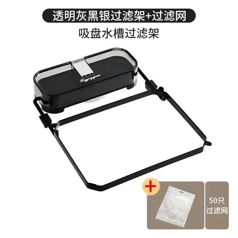 Opvouwbaar gootsteen filterrek - Keuken plastic afvoer mand - Zuignappen en mesh zak - Bivakshop