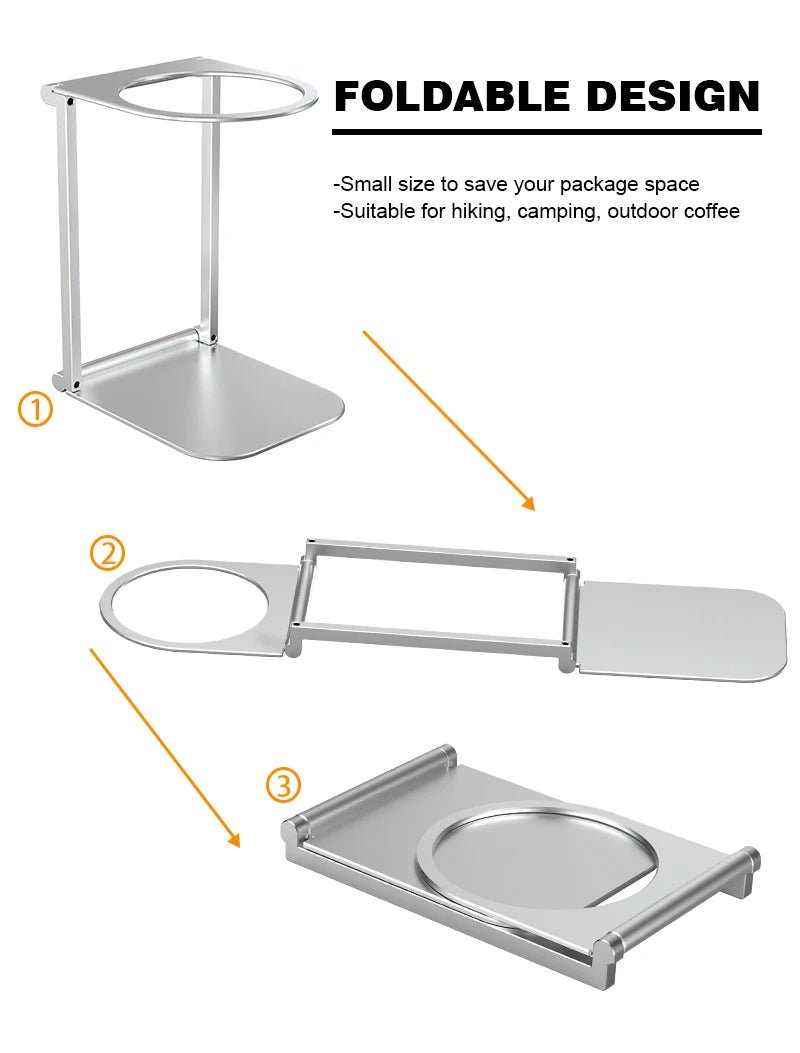 Opvouwbare koffiedruiphouder – Aluminium steun voor draagbare espressomachines - Bivakshop