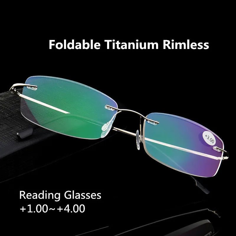 Opvouwbare superelastische titanen leesbril - Randloos design - Universeel - Bivakshop