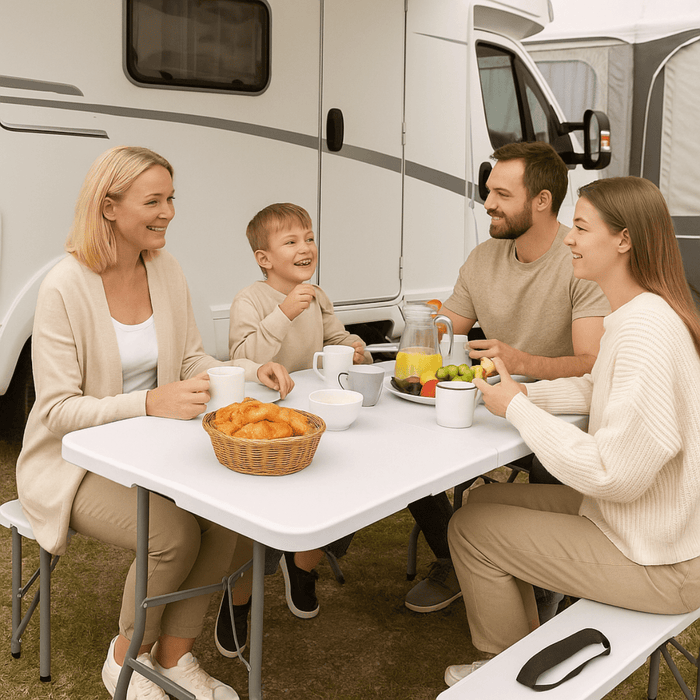 Opvouwbare tafel 180×74×74 cm – Stevig & draagbaar – Voor binnen & buiten - Bivakshop