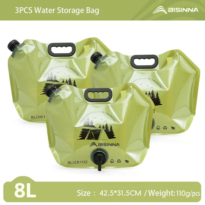 Opvouwbare waterzak 8L – Draagbare wateropslag – Lichtgewicht & voedselveilig voor camping - Bivakshop