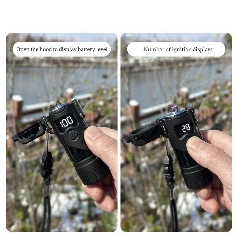 Outdoor heldere zaklamp met elektrische USB - aansteker - Winddichte dual - arc plasma overlevingsaansteker - Bivakshop