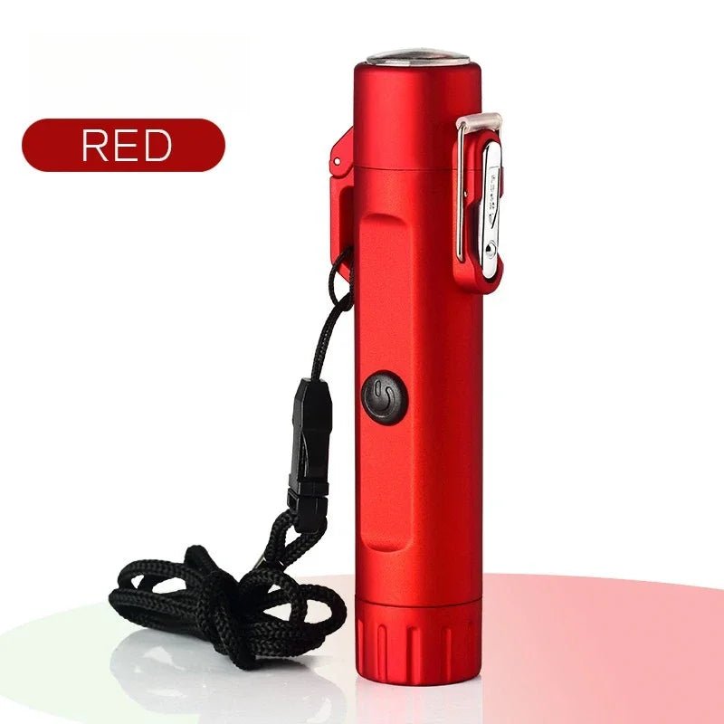 Outdoor heldere zaklamp met elektrische USB - aansteker - Winddichte dual - arc plasma overlevingsaansteker - Bivakshop