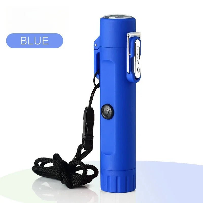 Outdoor heldere zaklamp met elektrische USB - aansteker - Winddichte dual - arc plasma overlevingsaansteker - Bivakshop