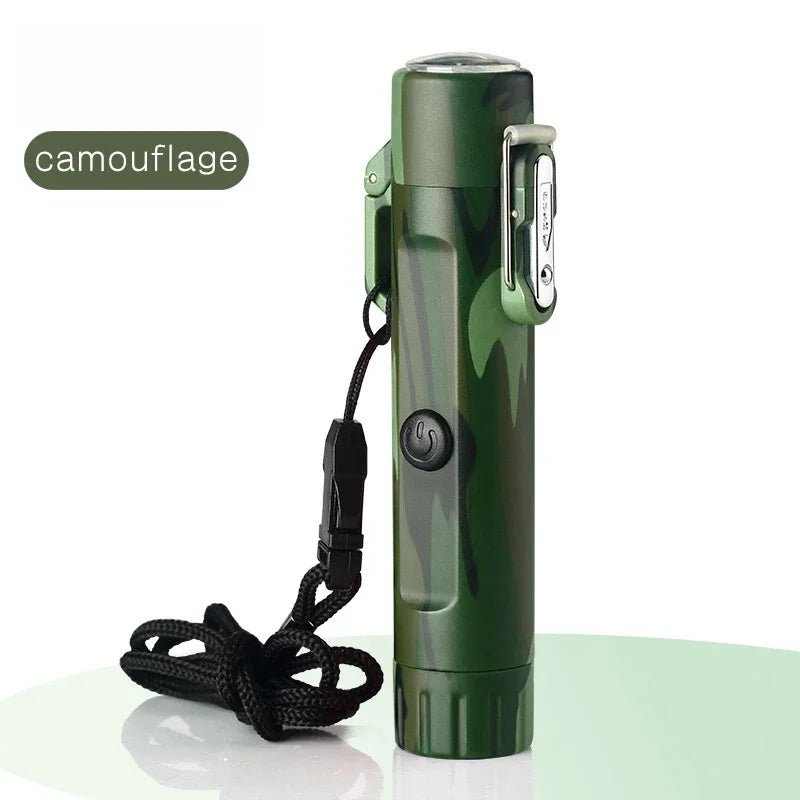 Outdoor heldere zaklamp met elektrische USB - aansteker - Winddichte dual - arc plasma overlevingsaansteker - Bivakshop