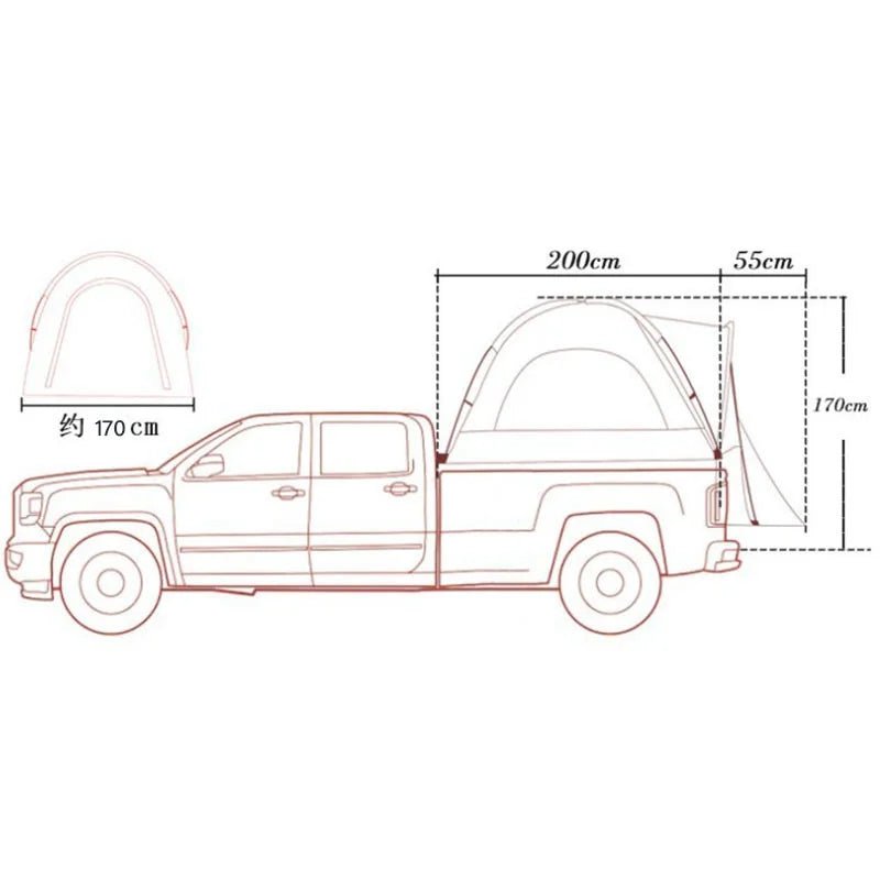 Pickup truck - Achterbak tent zelf openend waterdicht - Tweepersoons - Bivakshop
