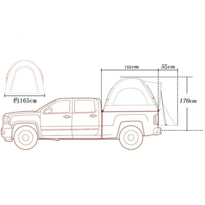 Pickup truck - Achterbak tent zelf openend waterdicht - Tweepersoons - Bivakshop