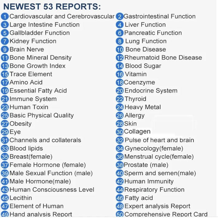 Quantum therapie - analyzer - Magnetische bioresonantie scanner - 53 rapporten voor subgezondheid en lichaamsscreening - Bivakshop