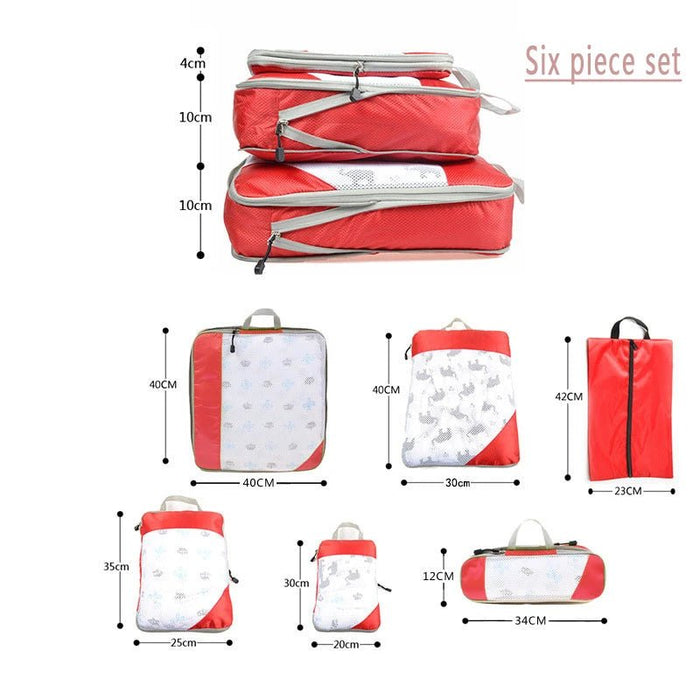 Reisset compressie organizers 6 - delig – lichtgewicht – met schoenentas - Bivakshop